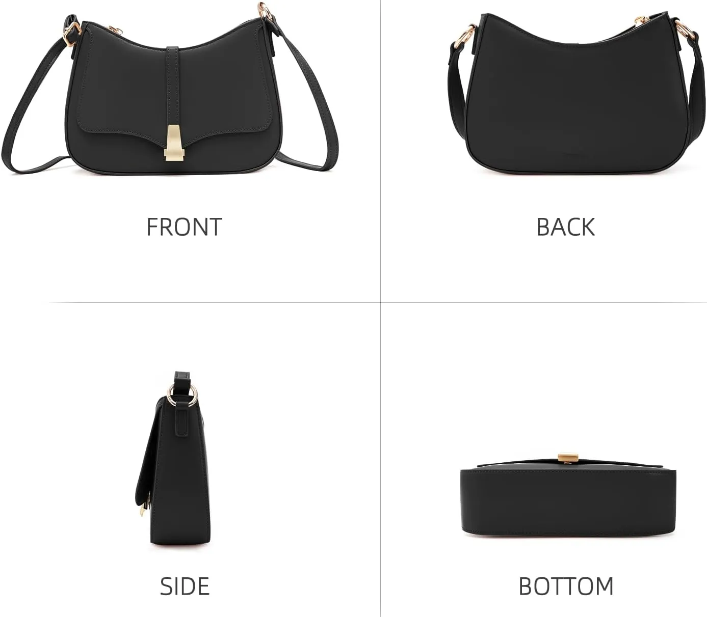 Vintage Crescent Shoulder Bag for Women - Genuine Leather Retro Clutch & Tote