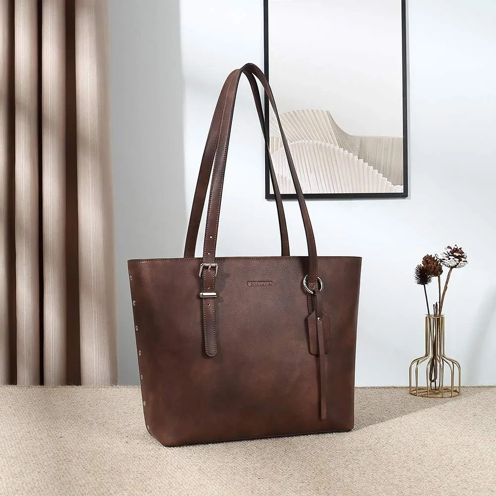 WESTBRONCO Vegan Leather Purses and Handbags For Women,Travel Tote bag Large Shoulder Bag with zipper