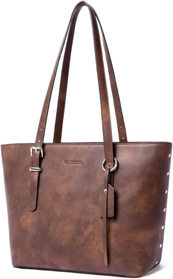 WESTBRONCO Vegan Leather Purses and Handbags For Women,Travel Tote bag Large Shoulder Bag with zipper
