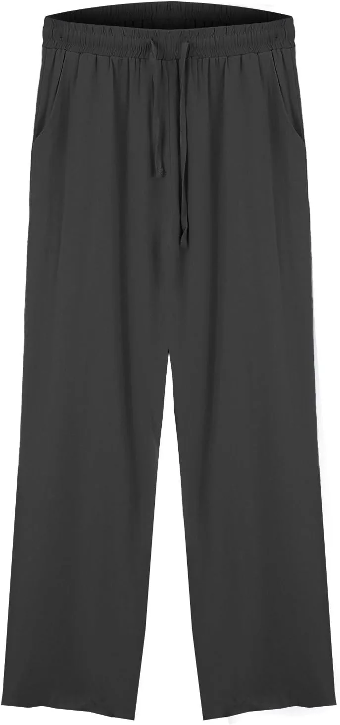 Wide Leg Linen Pants Women Palazzo Trousers Summer Casual Vacation Trousers Lounge Pant with Pockets