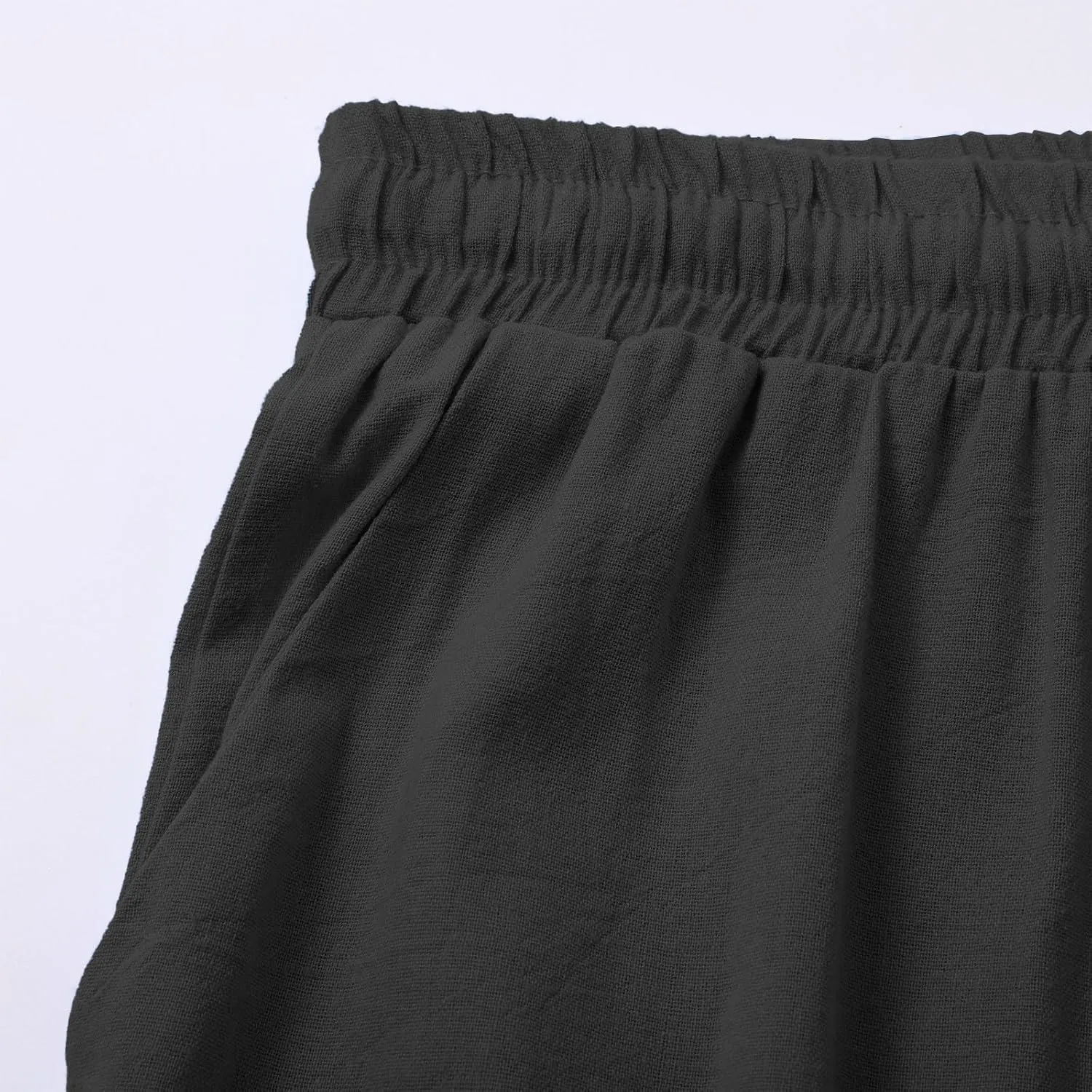 Wide Leg Linen Pants Women Palazzo Trousers Summer Casual Vacation Trousers Lounge Pant with Pockets