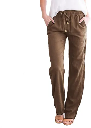 Wide Leg Pants for Women Winter Flared Vacation Capris with Pockets Solid Color Wide Leg