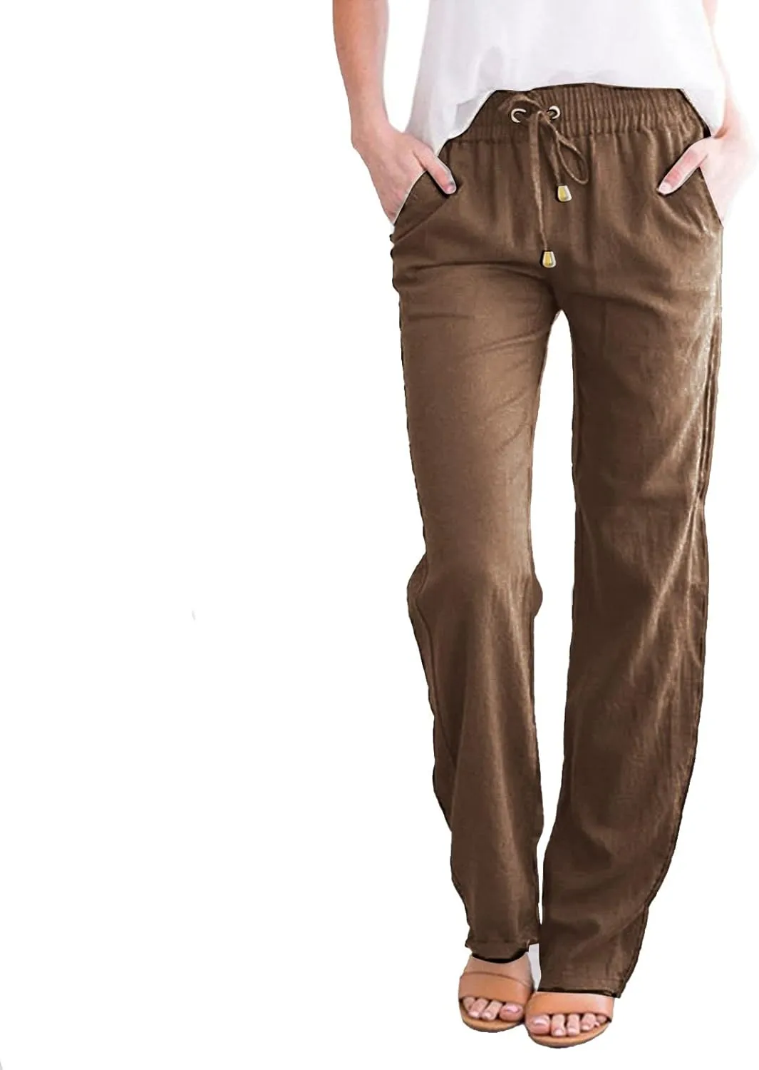 Wide Leg Pants for Women Winter Flared Vacation Capris with Pockets Solid Color Wide Leg