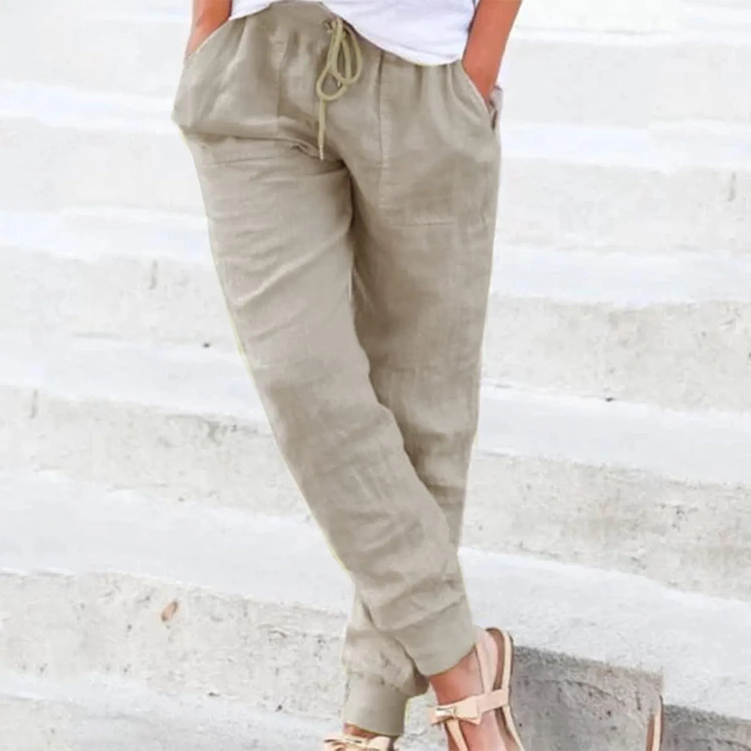 Wide Leg Pants for Women Winter Flared Vacation Capris with Pockets Solid Color Wide Leg