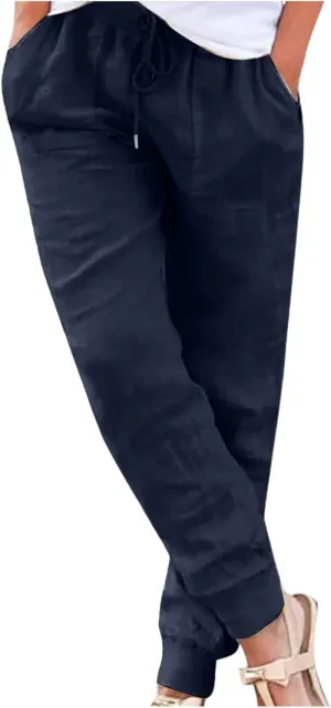 Wide Leg Pants Women Dressy Casual Summer Wide Leg High Waist Casual Lounge Pants Drawstring Trouser with Pockets