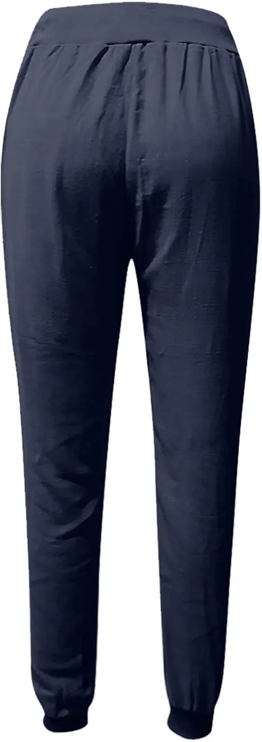 Wide Leg Pants Women Dressy Casual Summer Wide Leg High Waist Casual Lounge Pants Drawstring Trouser with Pockets