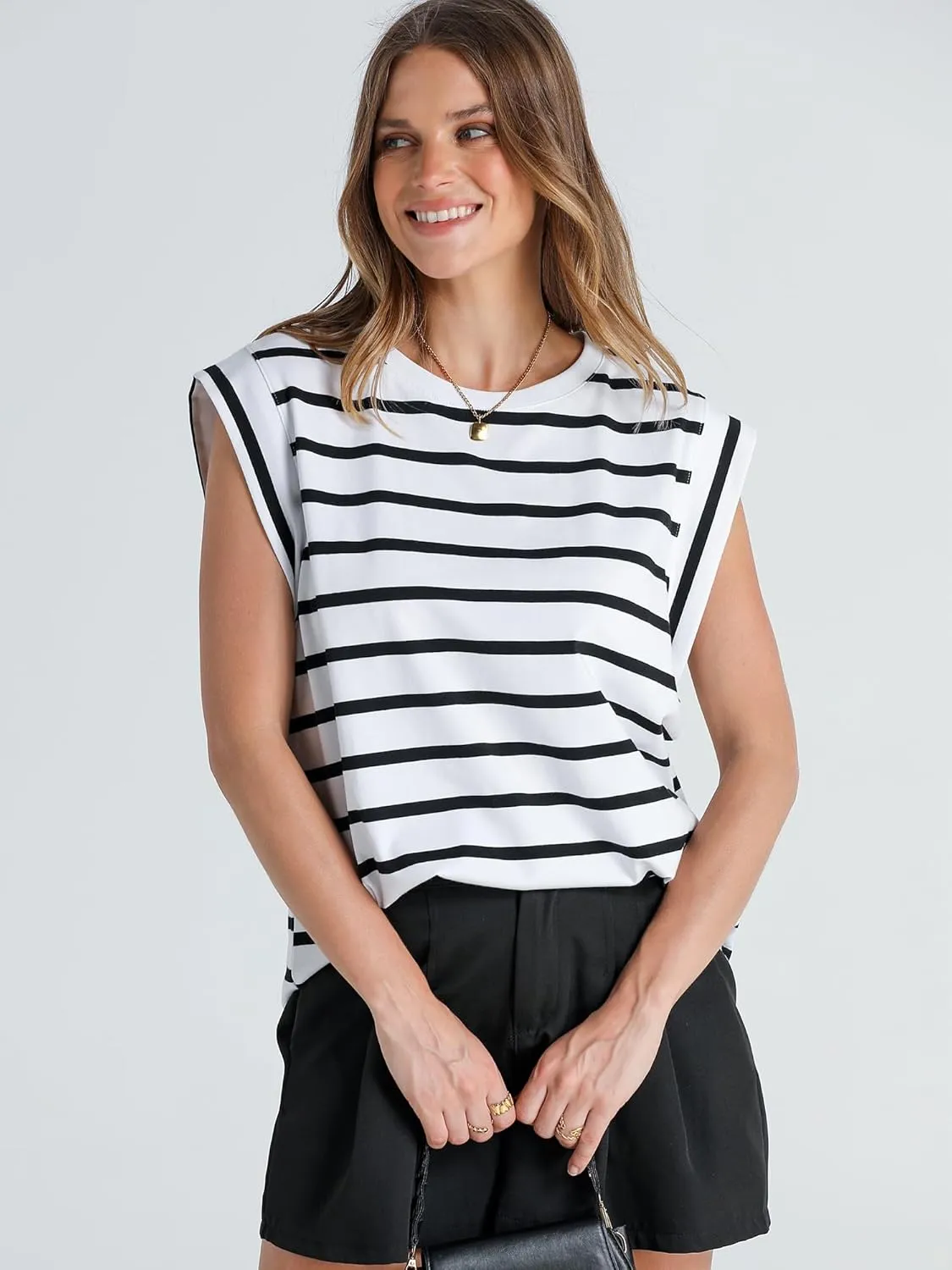 WIHOLL Cap Sleeve Tops for Women Summer Top Basic Tee Shirts Casual Tank Loose Fit 2025 Fashion