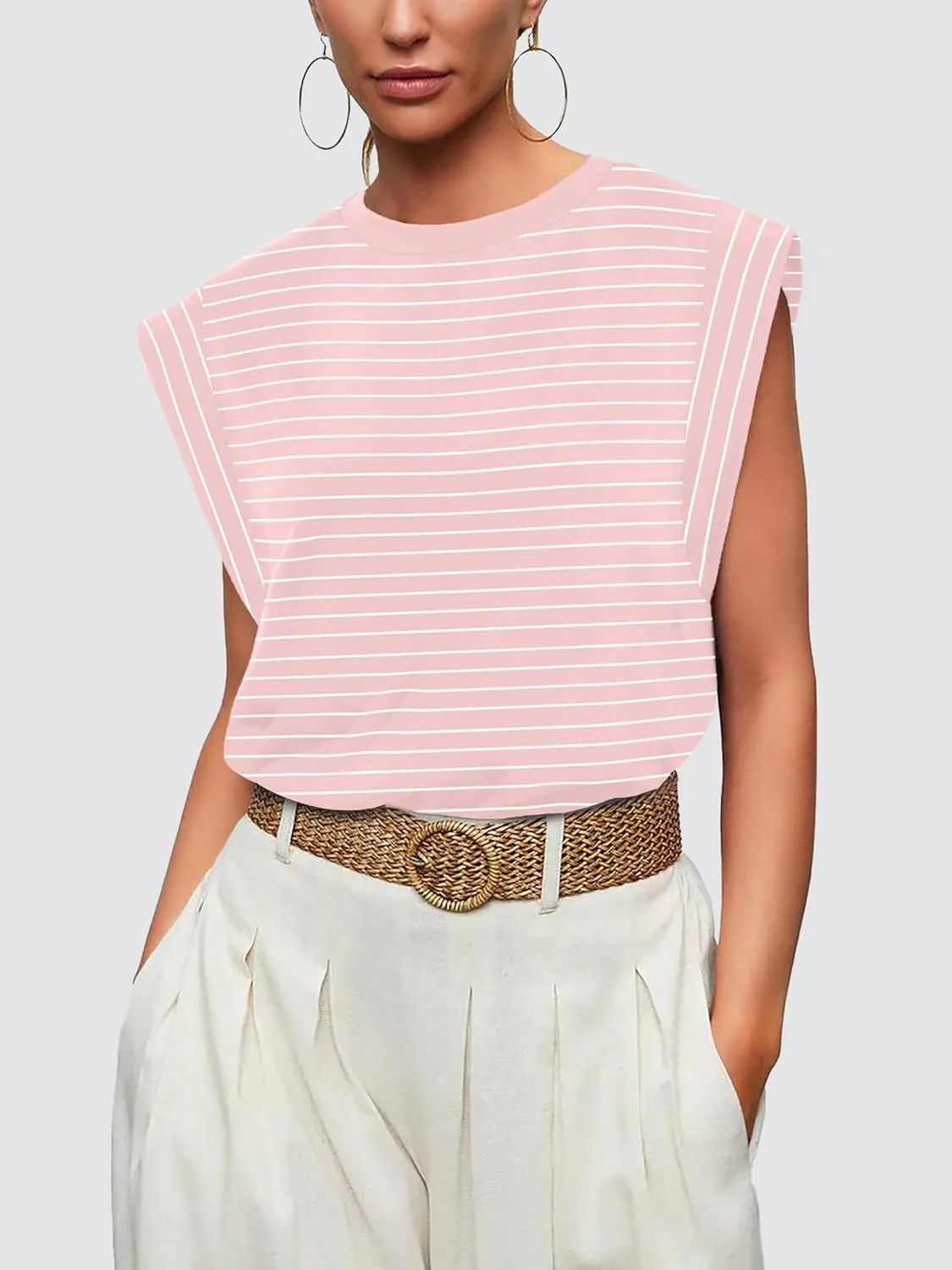 WIHOLL Cap Sleeve Tops for Women Summer Top Basic Tee Shirts Casual Tank Loose Fit 2025 Fashion
