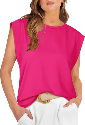WIHOLL Cap Sleeve Tops for Women Summer Top Basic Tee Shirts Casual Tank Loose Fit 2025 Fashion