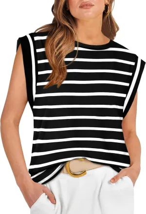 WIHOLL Cap Sleeve Tops for Women Summer Top Basic Tee Shirts Casual Tank Loose Fit 2025 Fashion
