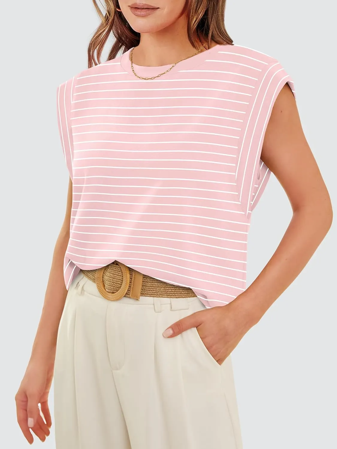WIHOLL Cap Sleeve Tops for Women Summer Top Basic Tee Shirts Casual Tank Loose Fit 2025 Fashion