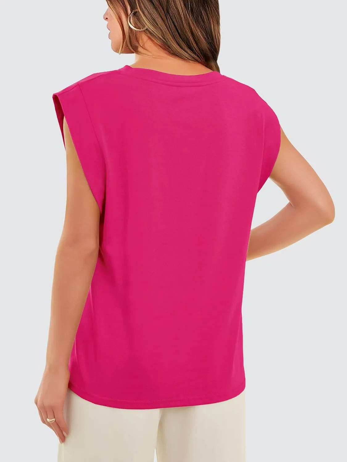 WIHOLL Cap Sleeve Tops for Women Summer Top Basic Tee Shirts Casual Tank Loose Fit 2025 Fashion
