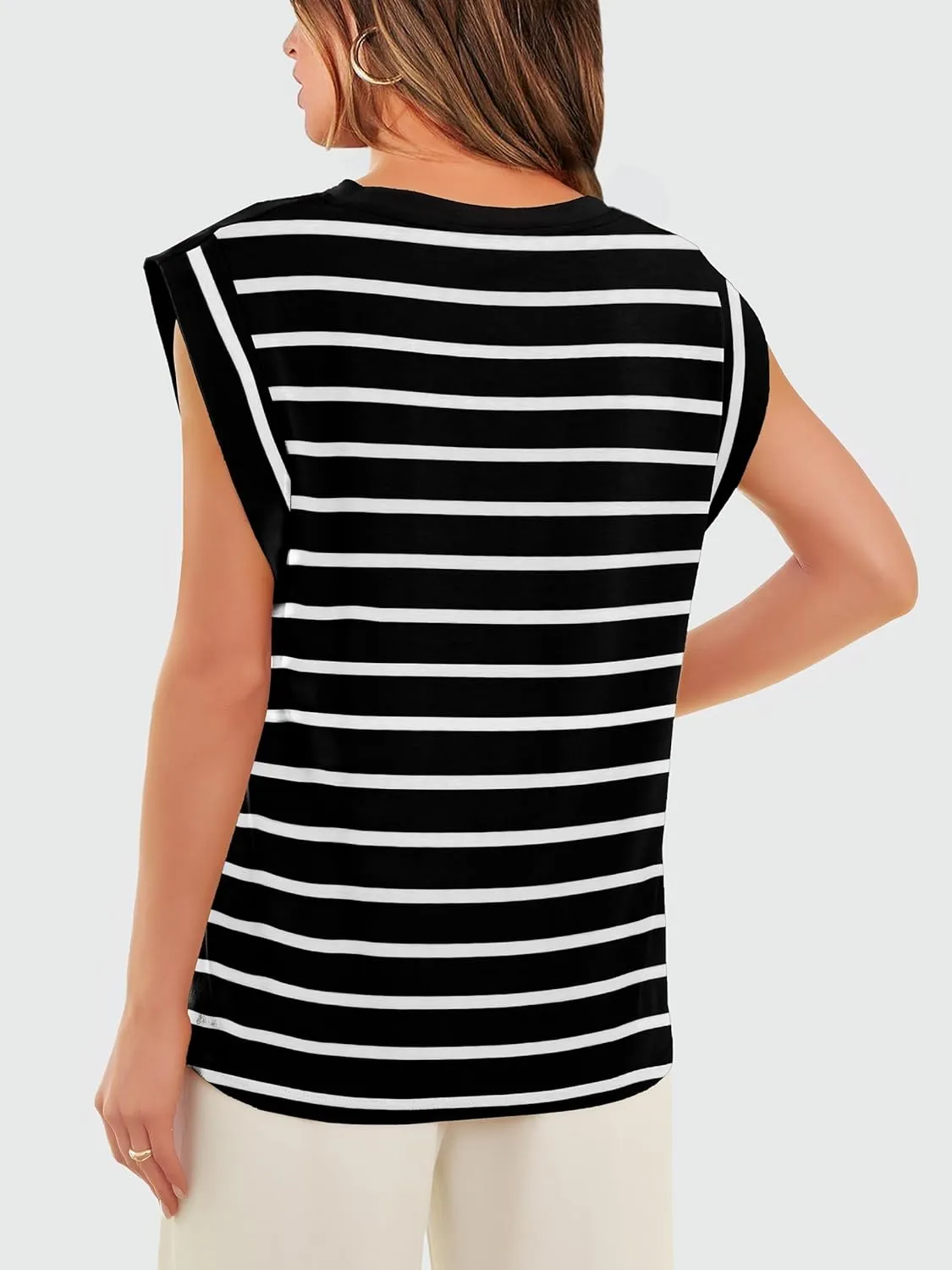 WIHOLL Cap Sleeve Tops for Women Summer Top Basic Tee Shirts Casual Tank Loose Fit 2025 Fashion