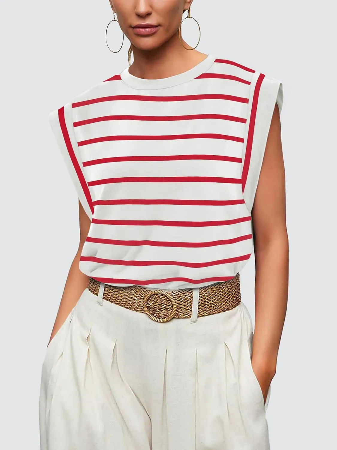 WIHOLL Cap Sleeve Tops for Women Summer Top Basic Tee Shirts Casual Tank Loose Fit 2025 Fashion