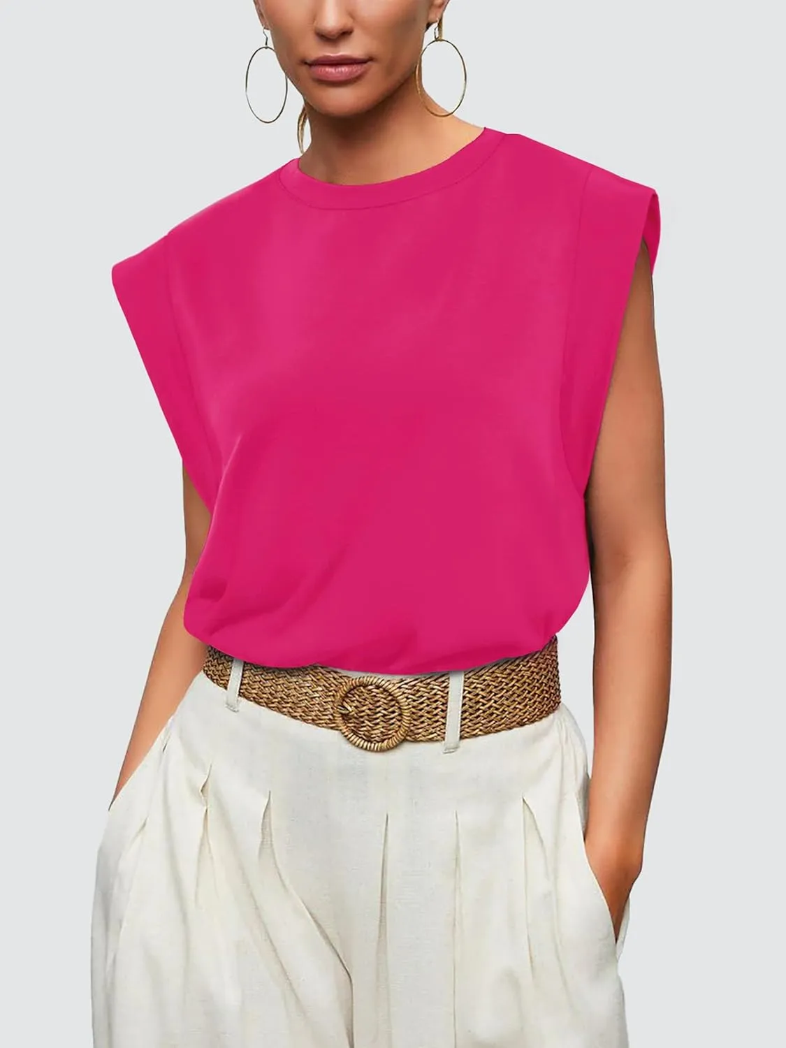 WIHOLL Cap Sleeve Tops for Women Summer Top Basic Tee Shirts Casual Tank Loose Fit 2025 Fashion