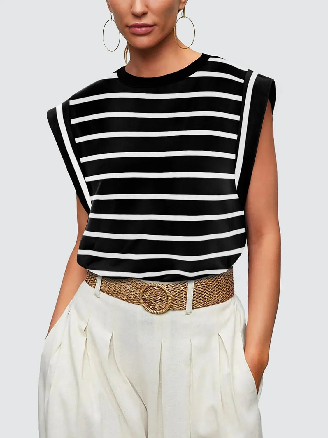 WIHOLL Cap Sleeve Tops for Women Summer Top Basic Tee Shirts Casual Tank Loose Fit 2025 Fashion