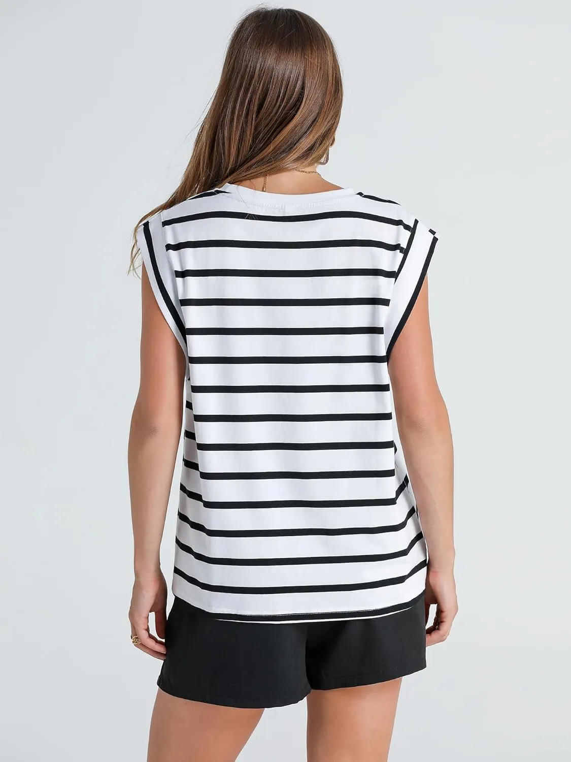 WIHOLL Cap Sleeve Tops for Women Summer Top Basic Tee Shirts Casual Tank Loose Fit 2025 Fashion