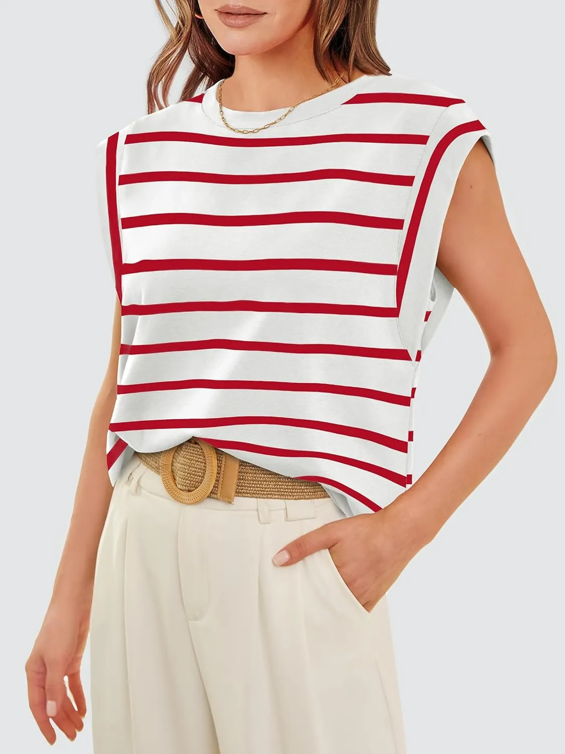 WIHOLL Cap Sleeve Tops for Women Summer Top Basic Tee Shirts Casual Tank Loose Fit 2025 Fashion