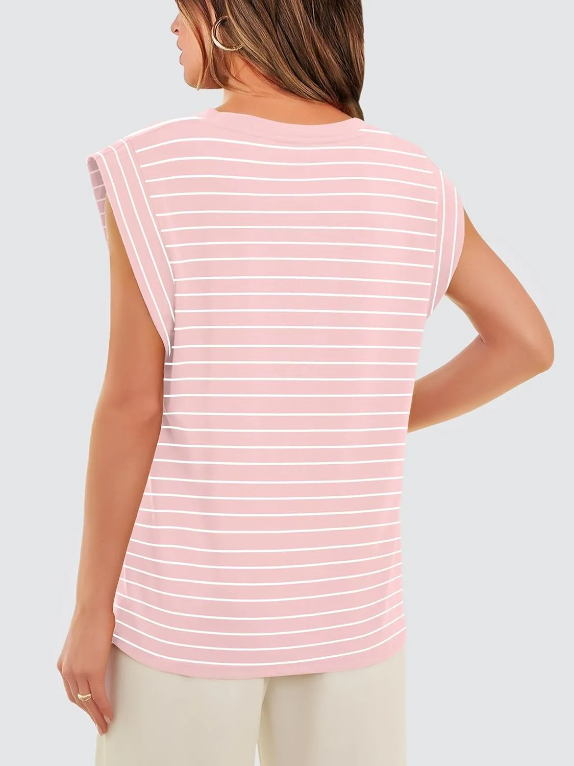 WIHOLL Cap Sleeve Tops for Women Summer Top Basic Tee Shirts Casual Tank Loose Fit 2025 Fashion