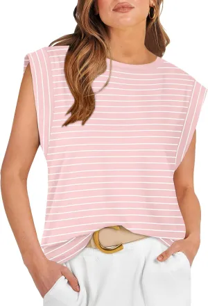 WIHOLL Cap Sleeve Tops for Women Summer Top Basic Tee Shirts Casual Tank Loose Fit 2025 Fashion