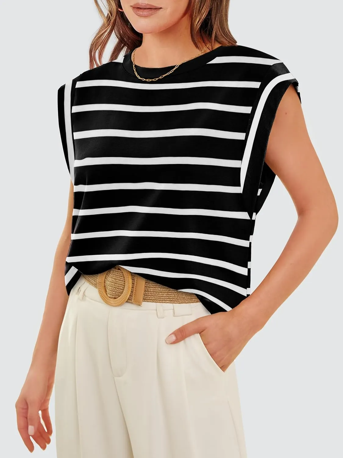 WIHOLL Cap Sleeve Tops for Women Summer Top Basic Tee Shirts Casual Tank Loose Fit 2025 Fashion