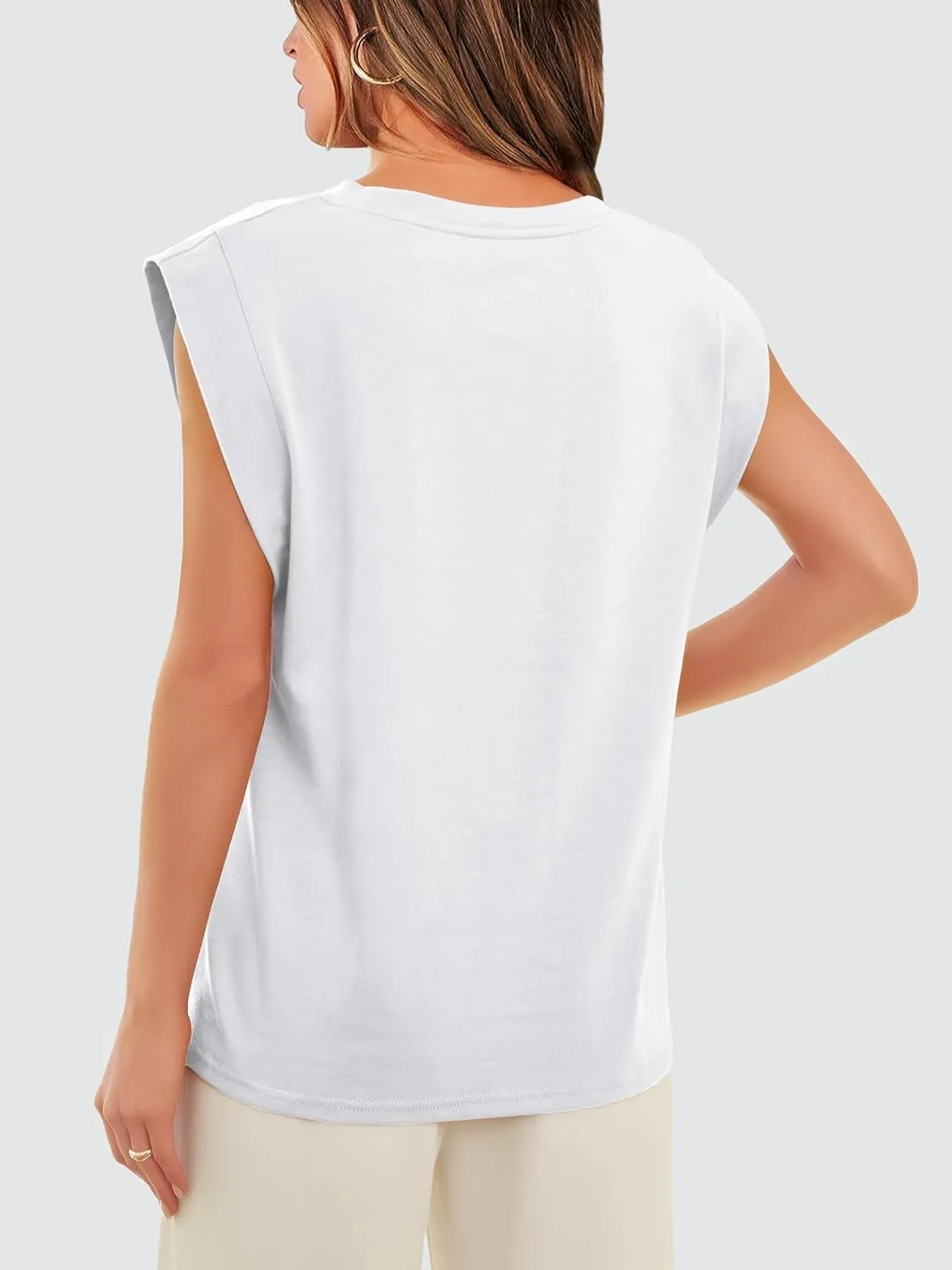 WIHOLL Cap Sleeve Tops for Women Summer Top Basic Tee Shirts Casual Tank Loose Fit 2025 Fashion