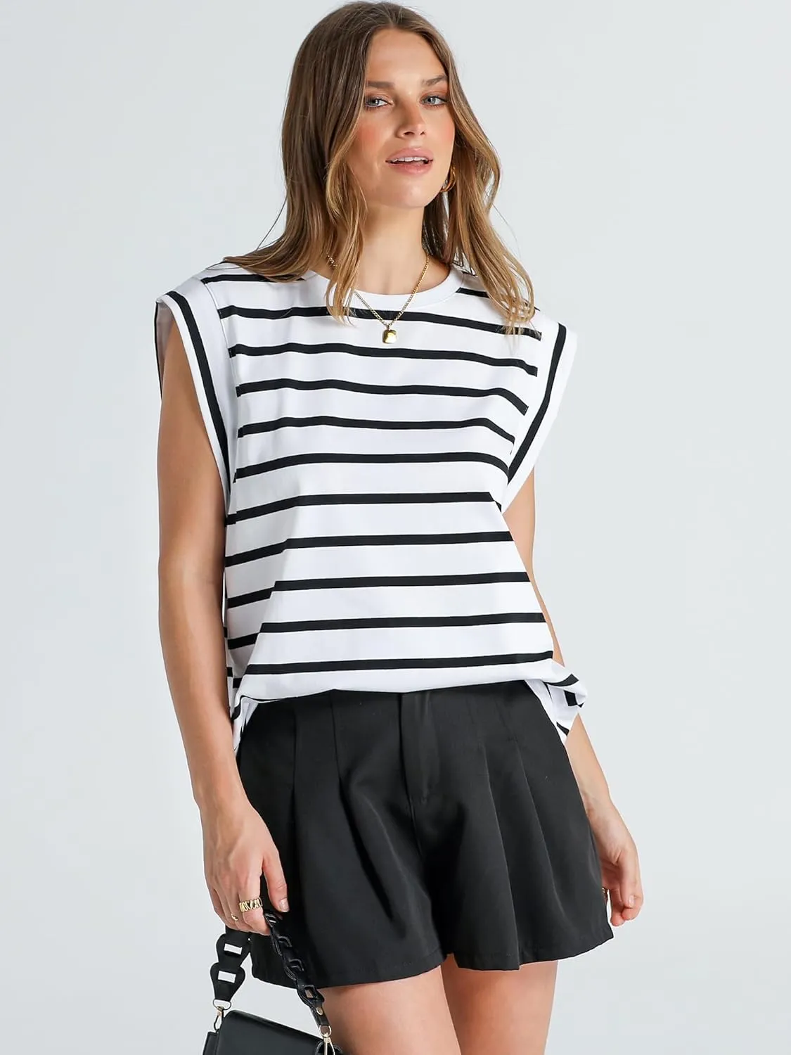 WIHOLL Cap Sleeve Tops for Women Summer Top Basic Tee Shirts Casual Tank Loose Fit 2025 Fashion