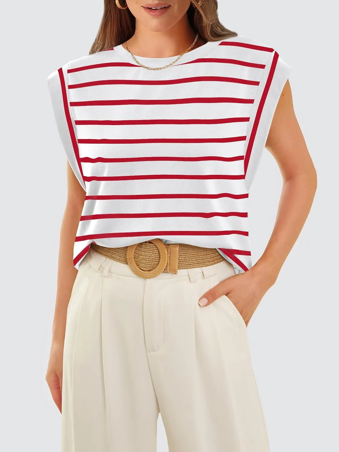 WIHOLL Cap Sleeve Tops for Women Summer Top Basic Tee Shirts Casual Tank Loose Fit 2025 Fashion