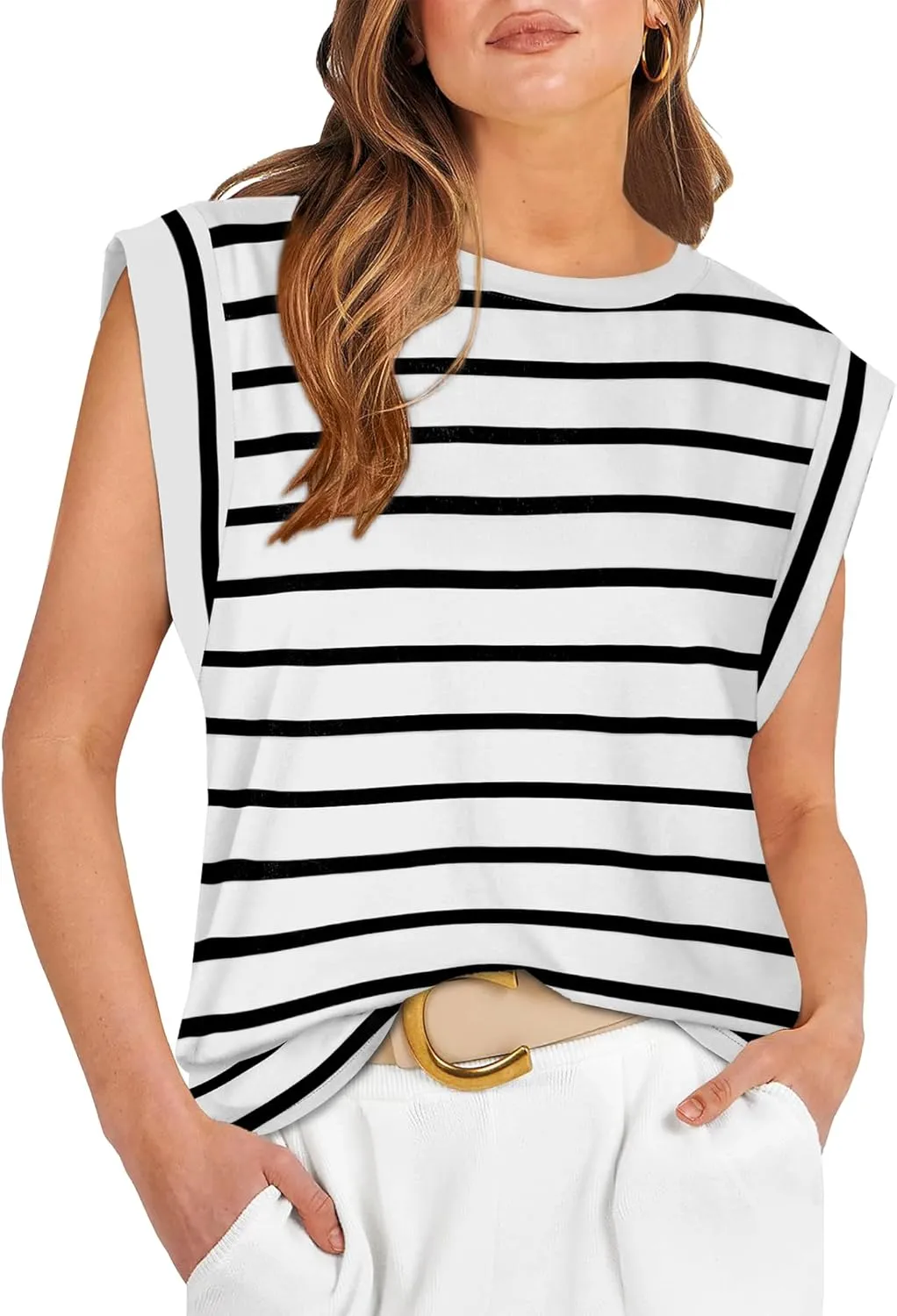 WIHOLL Cap Sleeve Tops for Women Summer Top Basic Tee Shirts Casual Tank Loose Fit 2025 Fashion