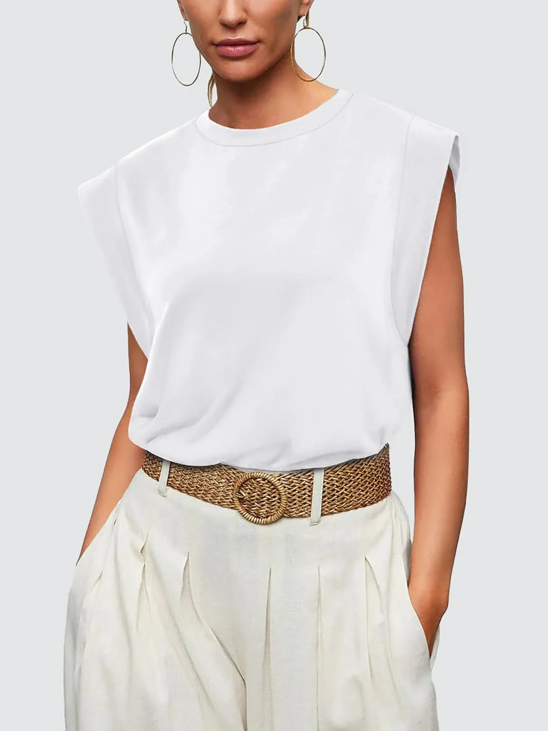 WIHOLL Cap Sleeve Tops for Women Summer Top Basic Tee Shirts Casual Tank Loose Fit 2025 Fashion