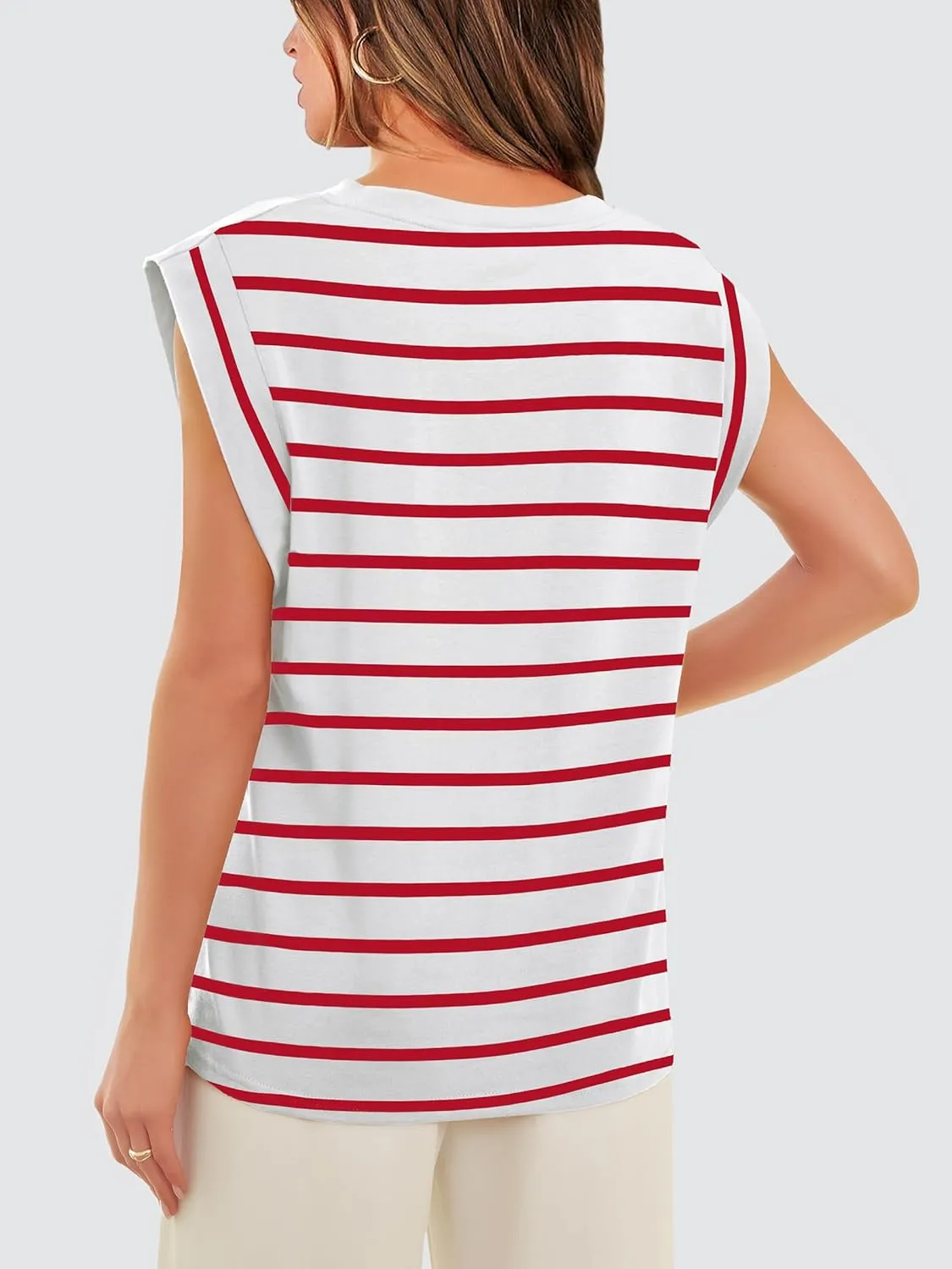 WIHOLL Cap Sleeve Tops for Women Summer Top Basic Tee Shirts Casual Tank Loose Fit 2025 Fashion