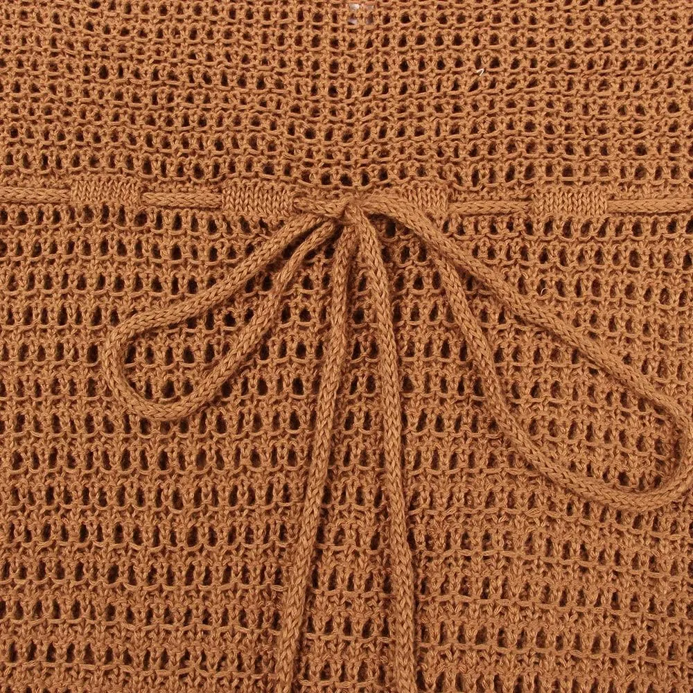 Women Sexy Hollow Out Mesh Tassle Skirts Beach Cover Up Crochet Summer Swimsuit Split Sheer Maxi Swimwear
