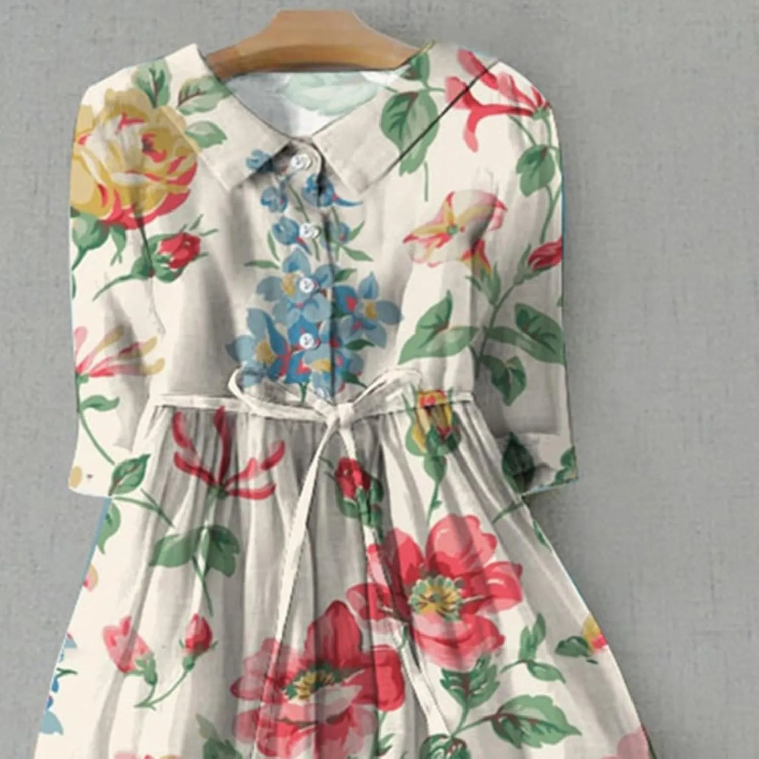 Women Summer Dress Casual 2025 Trendy Lace Up Long Sundress Button Boho Sun Dresses Vacation Beach Flowy Dress