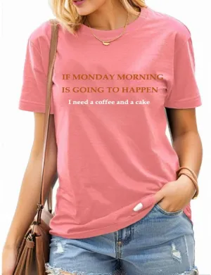 Women Vintage Graphic Letter Print Short Sleeve T Shirt Summer Casual Girls Tee Tops Pink