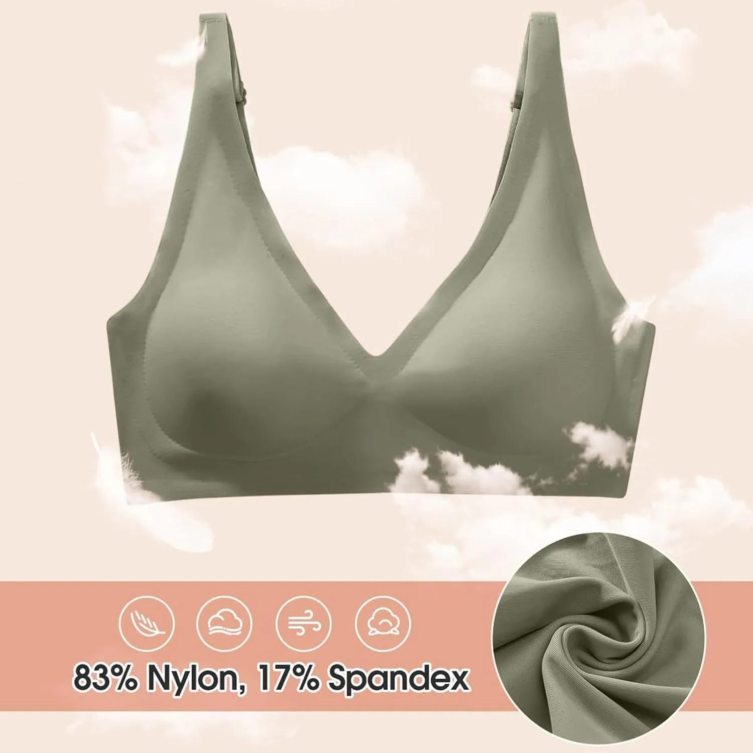 Women Wireless Full Coverage Bras Everyday Seamless Padded Athletic No Underwire Bra Bralettes