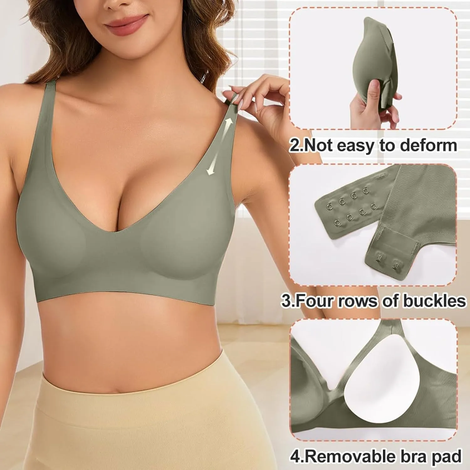 Women Wireless Full Coverage Bras Everyday Seamless Padded Athletic No Underwire Bra Bralettes