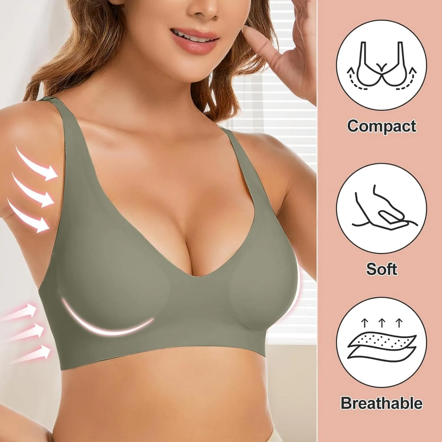 Women Wireless Full Coverage Bras Everyday Seamless Padded Athletic No Underwire Bra Bralettes