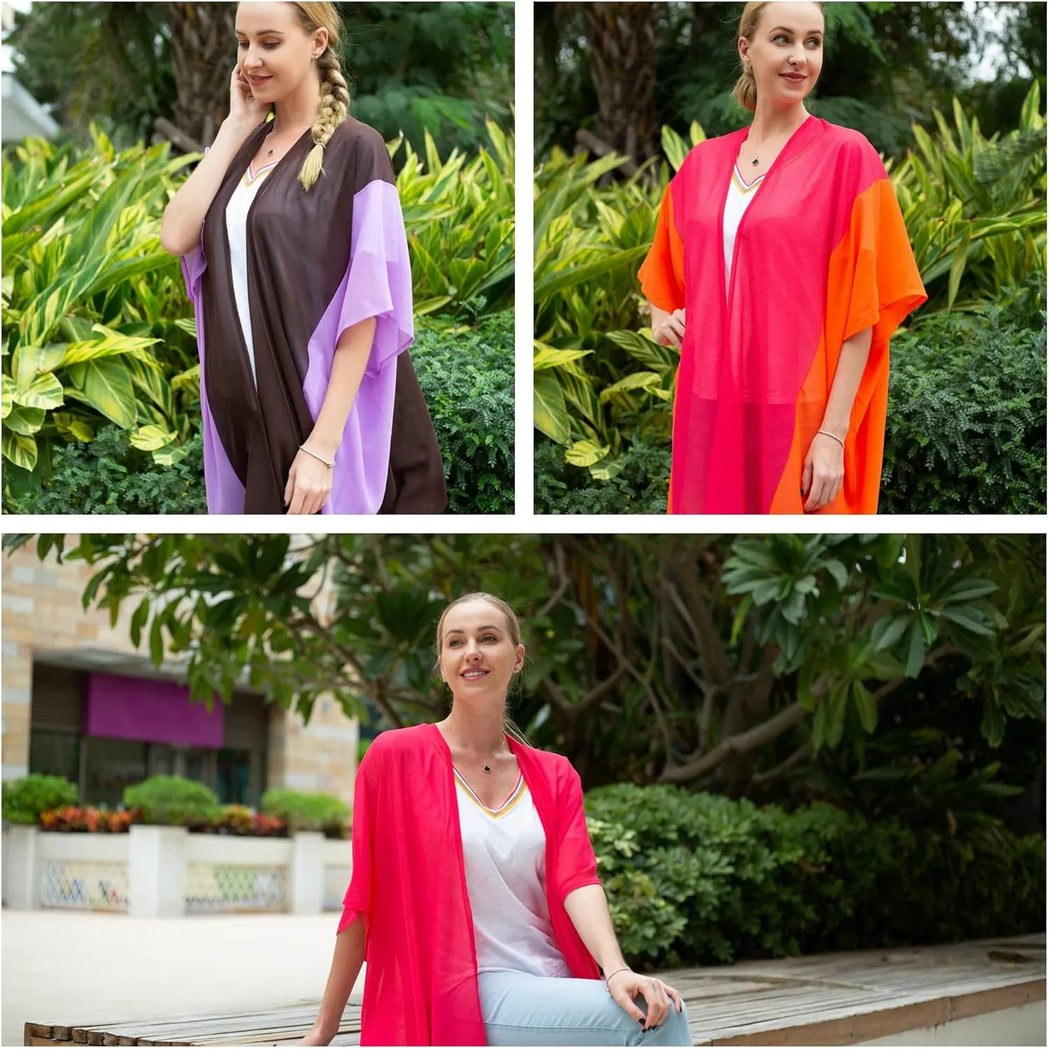 Womens Beach Kimono Coverup Sheer Chiffon Cover Ups Swimwear Cardigan Summer
