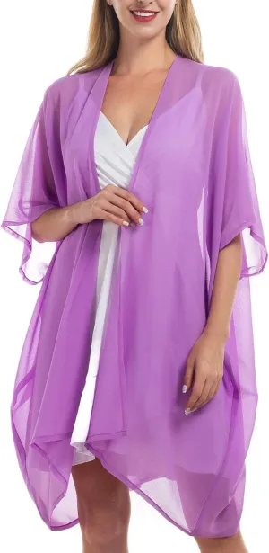 Womens Beach Kimono Coverup Sheer Chiffon Cover Ups Swimwear Cardigan Summer