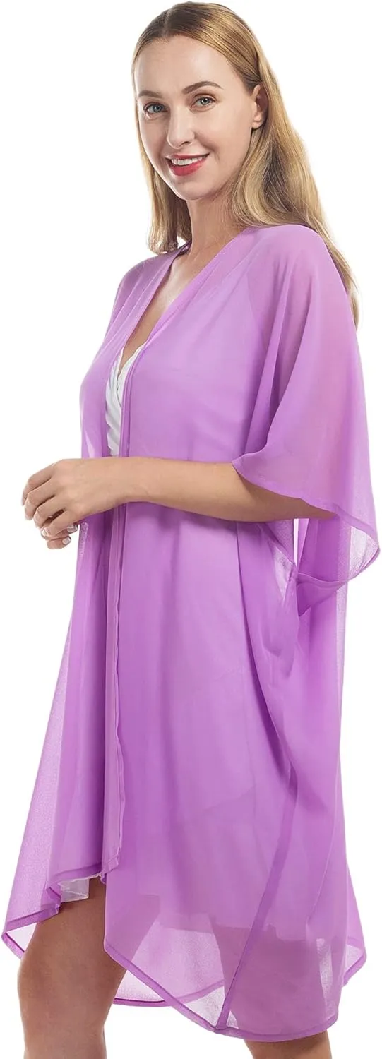 Womens Beach Kimono Coverup Sheer Chiffon Cover Ups Swimwear Cardigan Summer