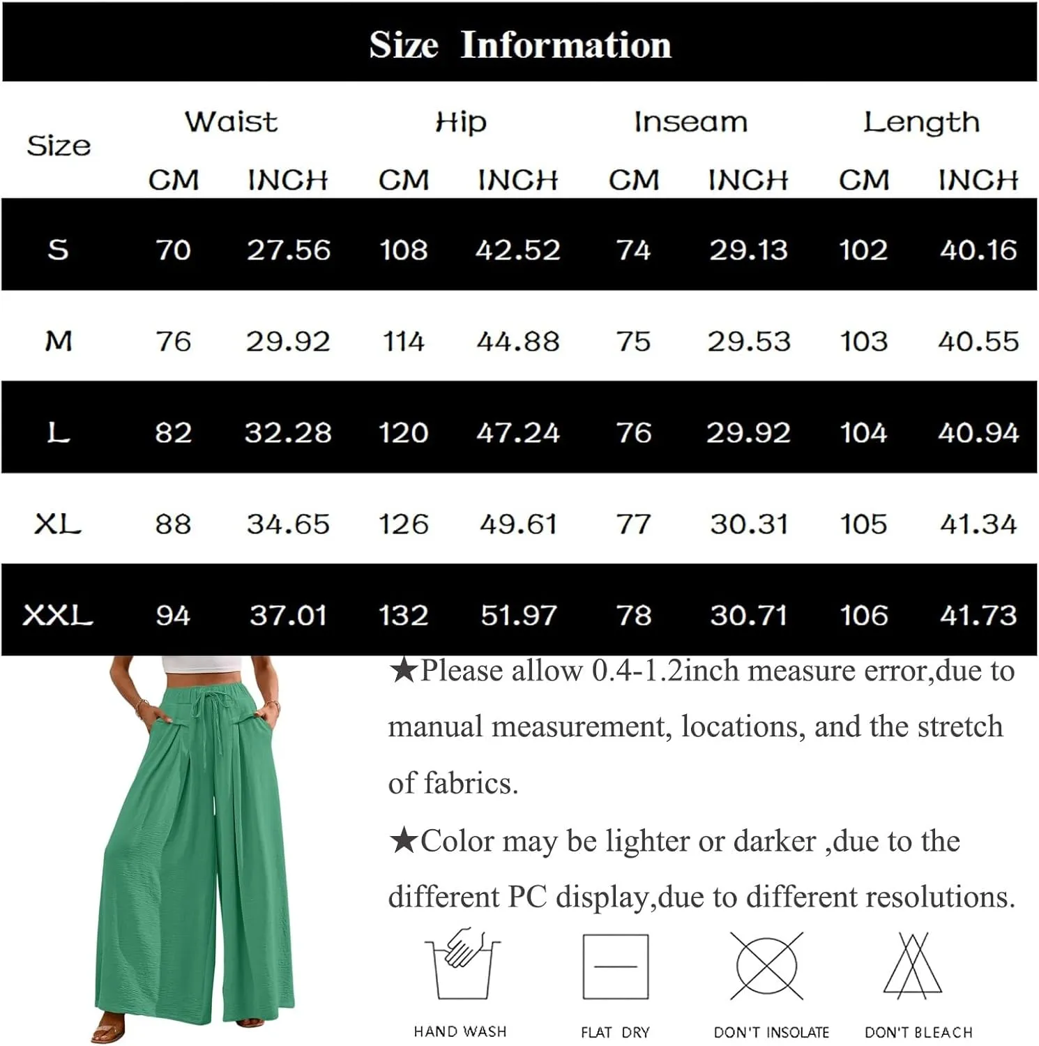 Womens Casual Pants Wide Leg Elastic Waisted Chiffon Baggy Flowy Long Lounge Trousers Beach Vacation Pant with Pockets