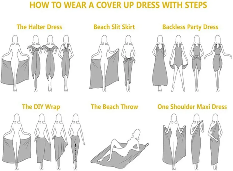 Womens Cover Ups Beach Spaghetti Strap Sarongs Swimsuit Wraps Midi Dresses