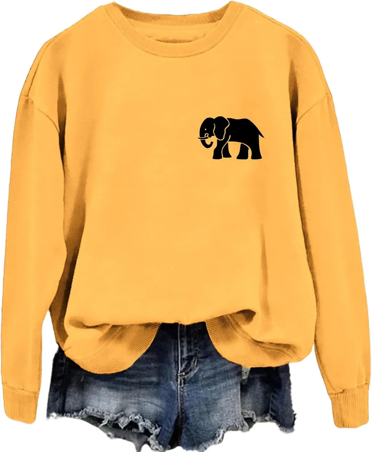 Womens Cute Elephant Graphic Sweatshirt Nature Animal Lover Shirt Funny Printed Long Sleeve Crewneck Pullover Tops