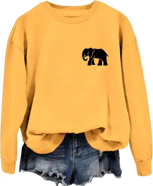 Womens Cute Elephant Graphic Sweatshirt Nature Animal Lover Shirt Funny Printed Long Sleeve Crewneck Pullover Tops