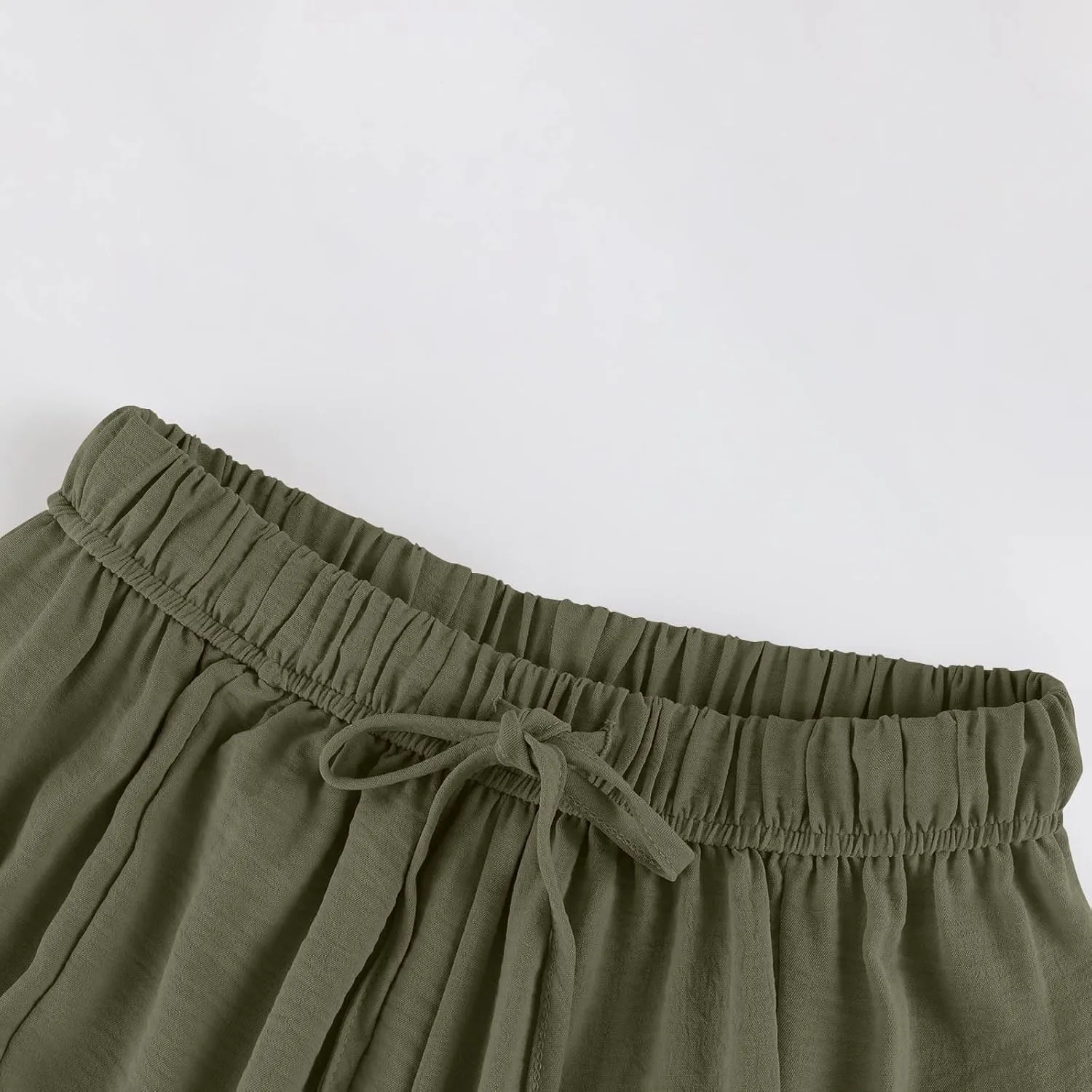 Womens Dress Pants Wide Leg High Waisted Drawstring Beach Pants Long Summer Loose Casual Flowy Palazzo Harem Trousers