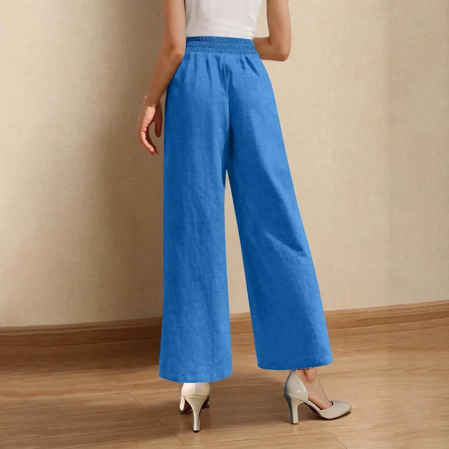 Women's Dressy Business High Waist Stretchy Pants Summer Casual Office Out Trousers Slim Fashion Bottom with Pocket