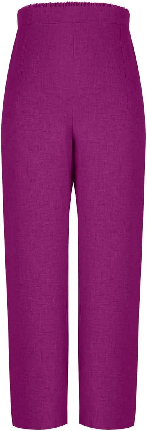 Women's Dressy Business High Waist Stretchy Pants Summer Casual Office Out Trousers Slim Fashion Bottom with Pocket