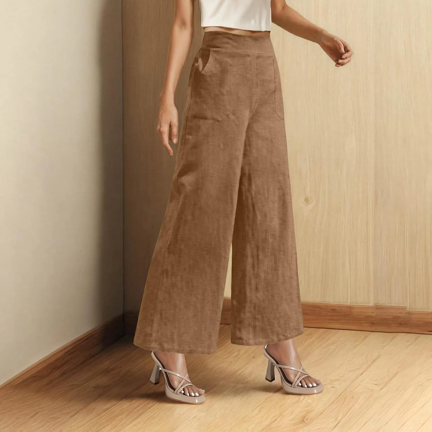 Women's Dressy Business High Waist Stretchy Pants Summer Casual Office Out Trousers Slim Fashion Bottom with Pocket