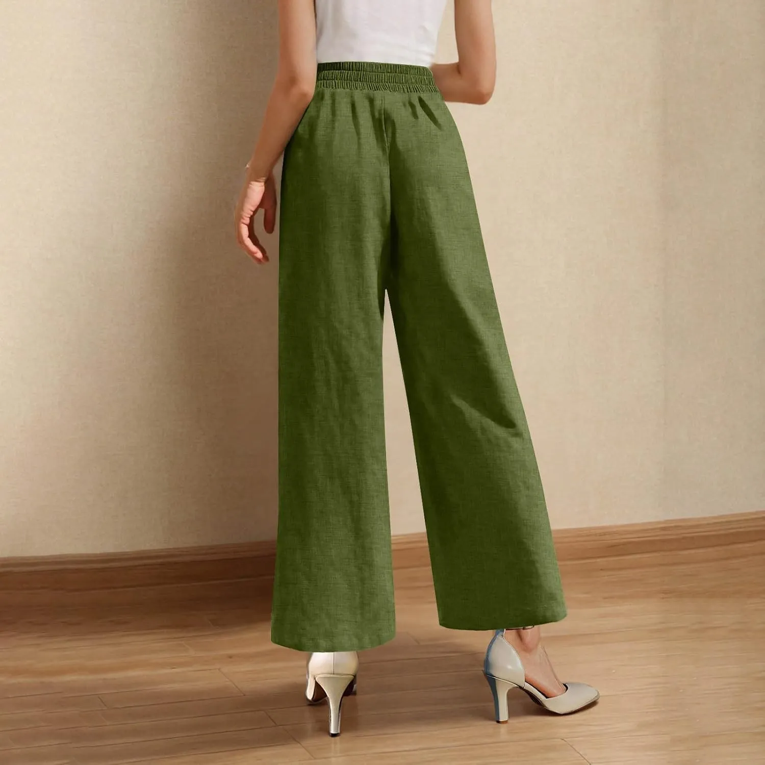 Women's Dressy Business High Waist Stretchy Pants Summer Casual Office Out Trousers Slim Fashion Bottom with Pocket