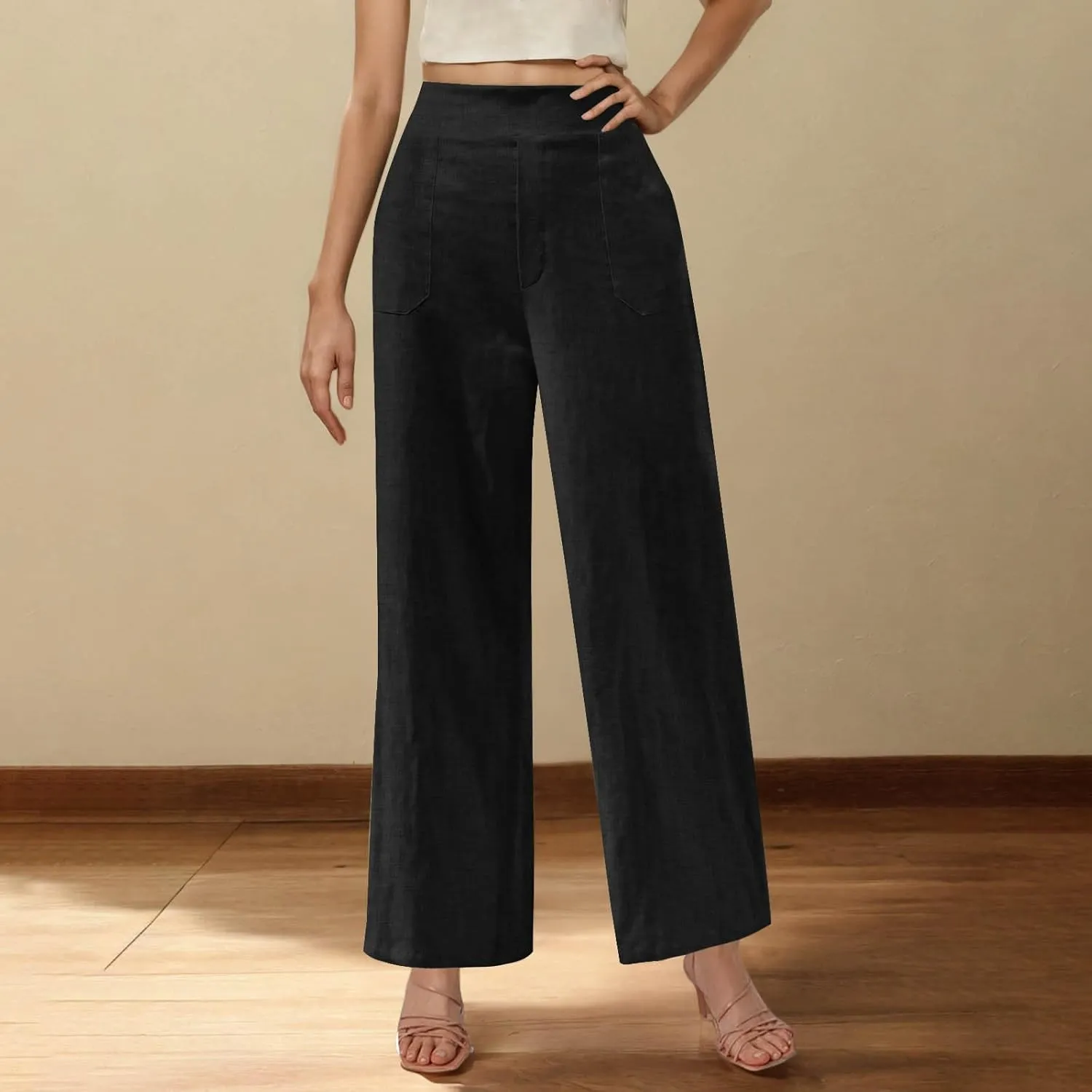 Women's Dressy Business High Waist Stretchy Pants Summer Casual Office Out Trousers Slim Fashion Bottom with Pocket